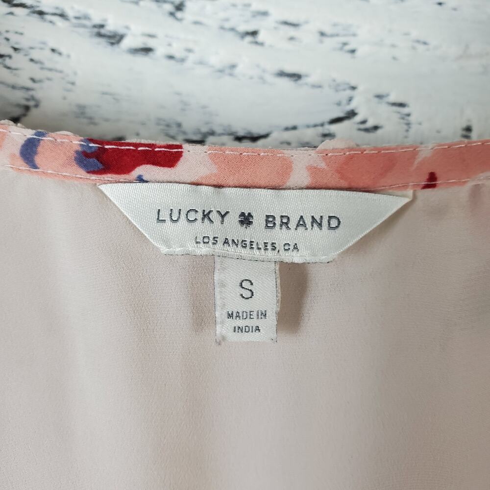 ✨ Lucky Brand Gauzy Peplum Babydoll Floral Boho Top - Picture 3 of 10